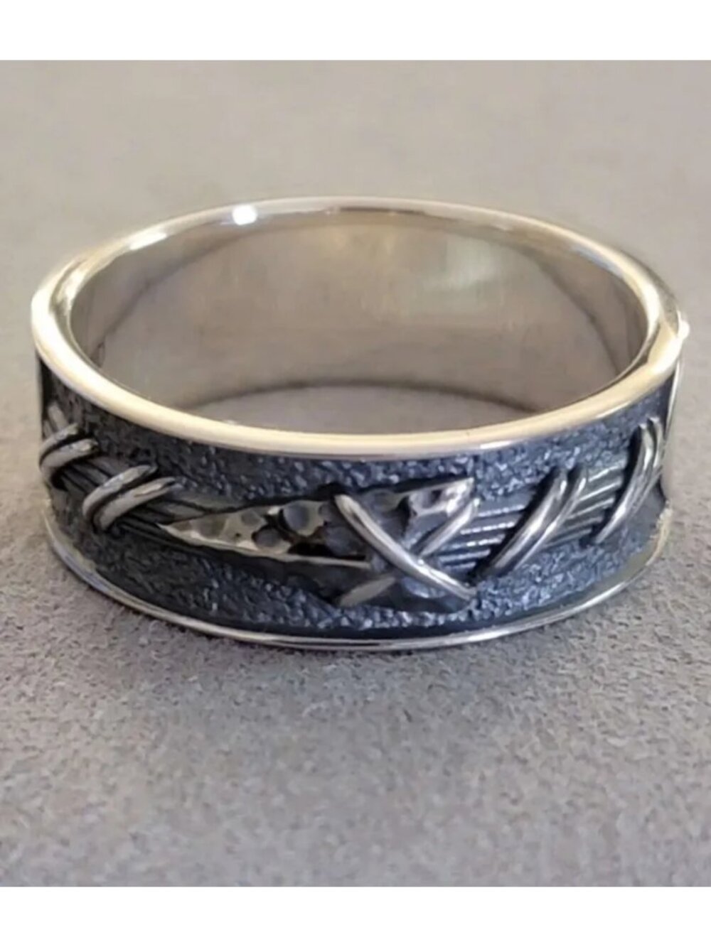 925 Sterling Silver Oxidized Vintage Style Statement Ring Size 12 NWT
